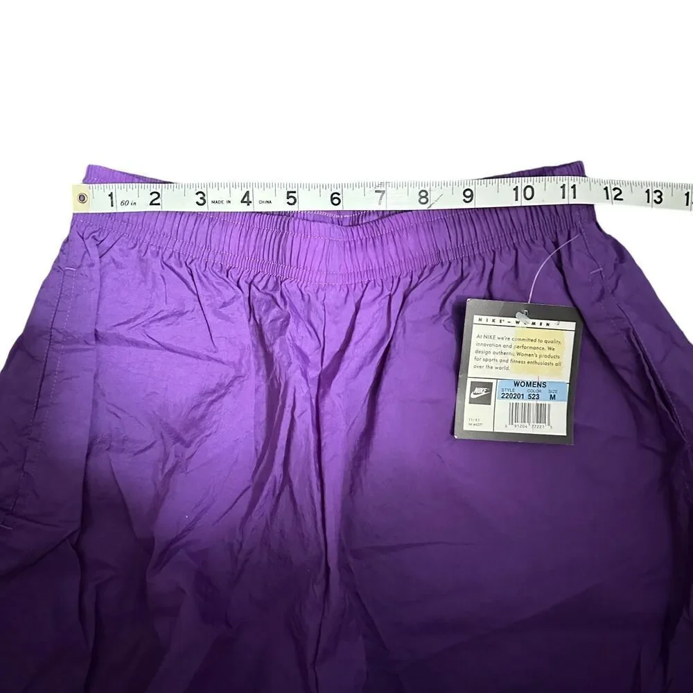 Vintage 90's Nike Nylon Shorts Women's M Purple Gray Tag Deadstock Swoosh‎ Logo